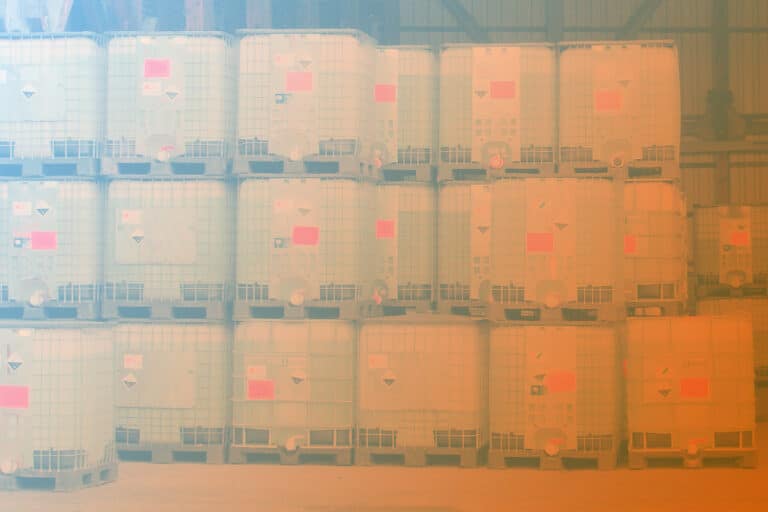 Zum Artikel "Wie ihr mit IoT Lösungen IBC-Container überwachen könnt": Gestapelte IBC-Container